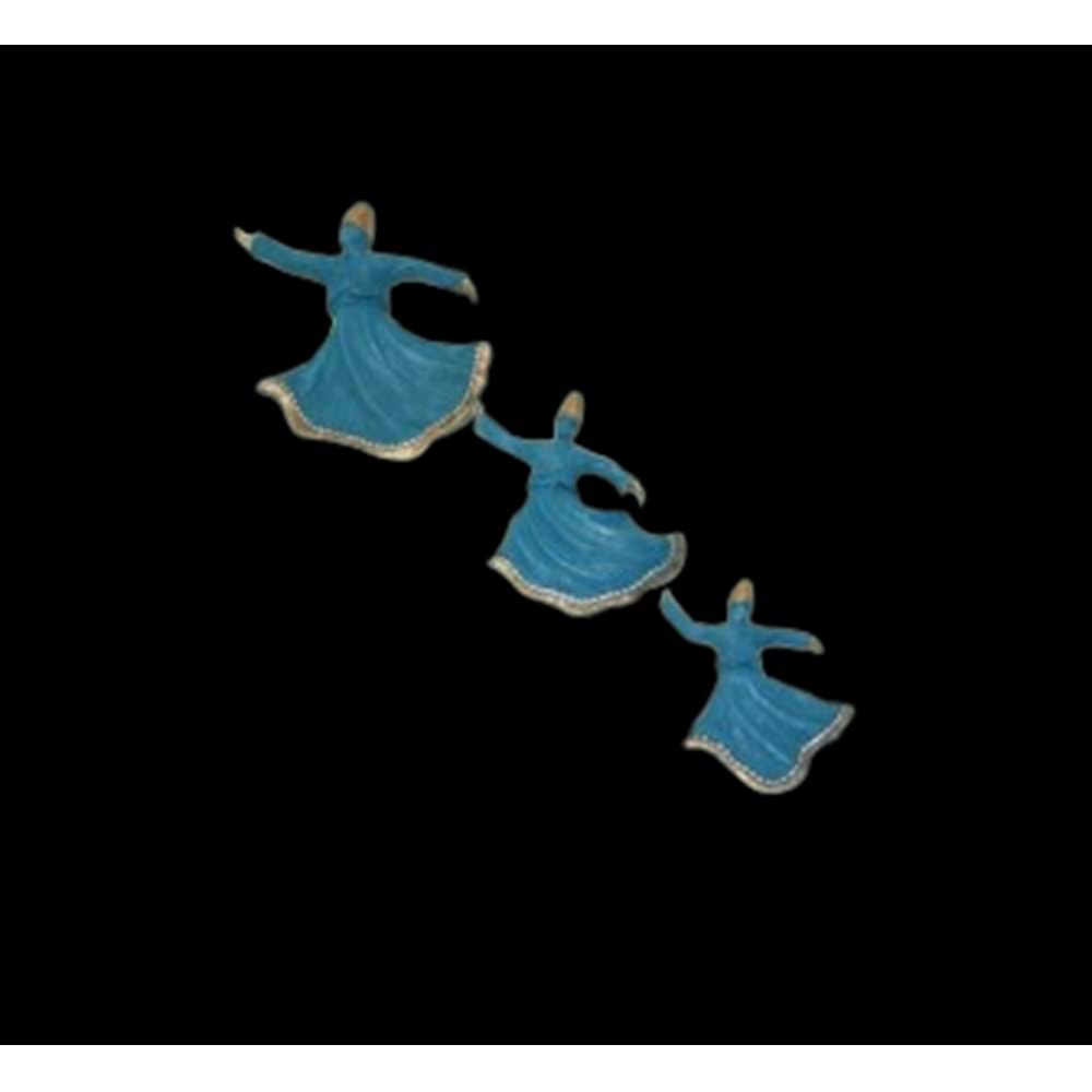 3LÜ MEVLANA DUVAR SÜSÜ MAVİ