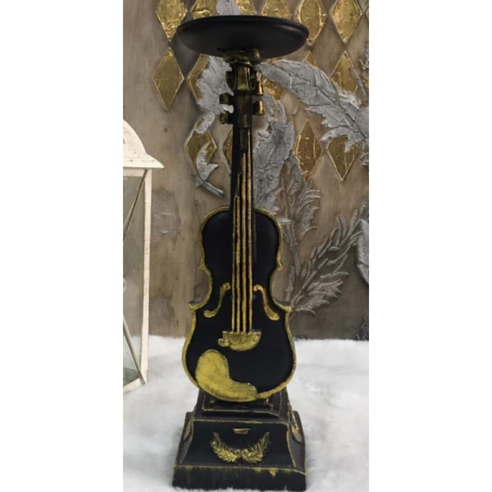 polyester gold detay keman şamdan