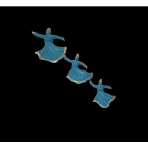 3LÜ MEVLANA DUVAR SÜSÜ MAVİ